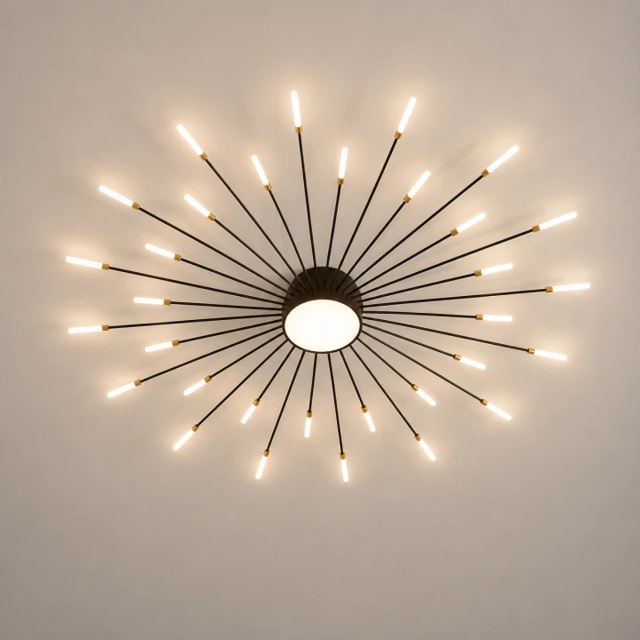 Lampa Sufitowa LED Czarno-Złota Starry Night Giant 128cm Luksusowy Żyrandol 30 Ramion Dmuchawiec