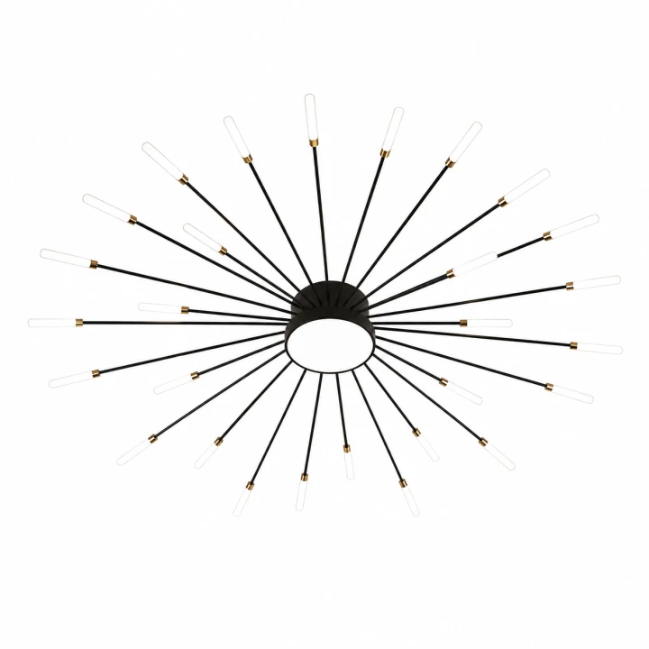 Lampa Sufitowa LED Czarno-Złota Starry Night Giant 128cm Luksusowy Żyrandol 30 Ramion Dmuchawiec