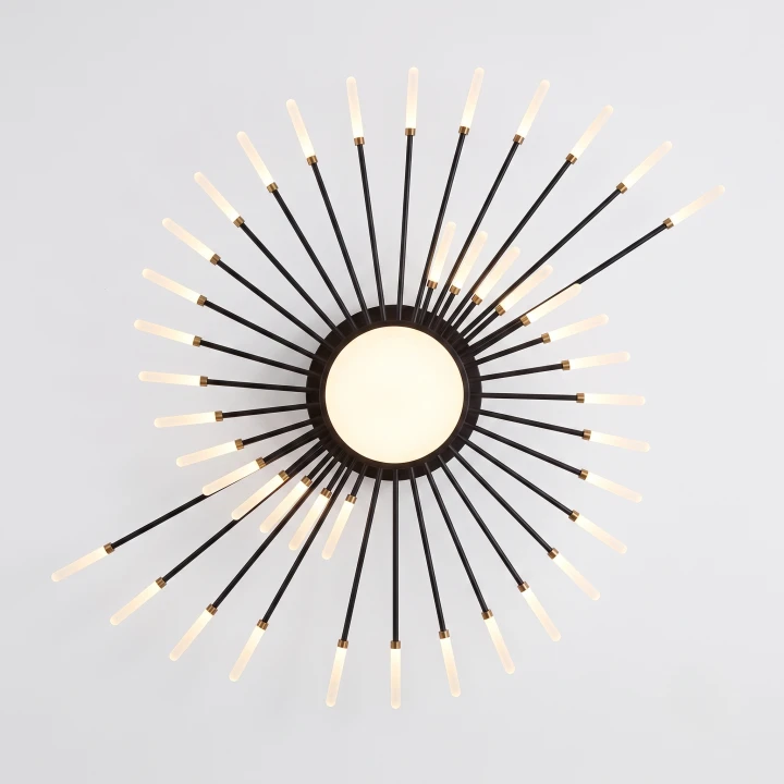 Lampa Sufitowa LED Czarno-Złota Starry Night Supreme 128cm Luksusowy Żyrandol 42 Ramiona Dmuchawiec