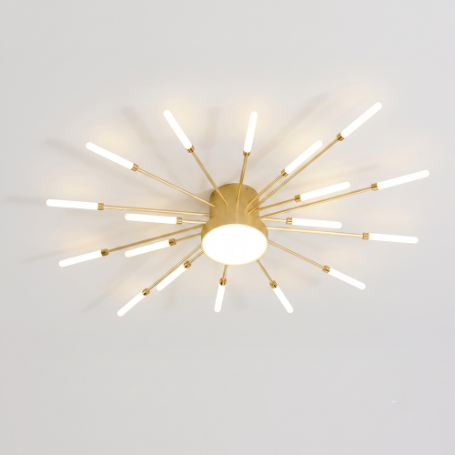 Lampa Sufitowa LED Złota Starry Night Gold Grand 80cm Modern Żyrandol Glamour 18 Ramion Dmuchawiec