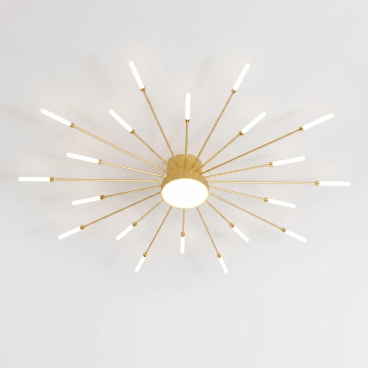 Lampa Sufitowa LED Złota Starry Night Gold XXL 105cm Modern Żyrandol Glamour 20 Ramion Dmuchawiec
