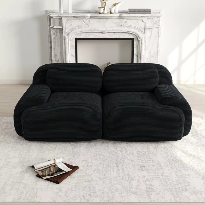 Sofa dwuosobowa Cordsamt z zakrzywionymi podłokietnikami