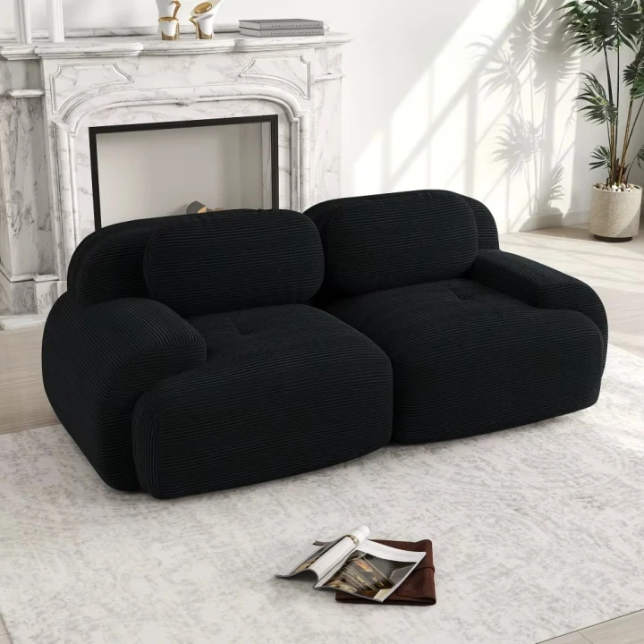 Sofa dwuosobowa Cordsamt z zakrzywionymi podłokietnikami