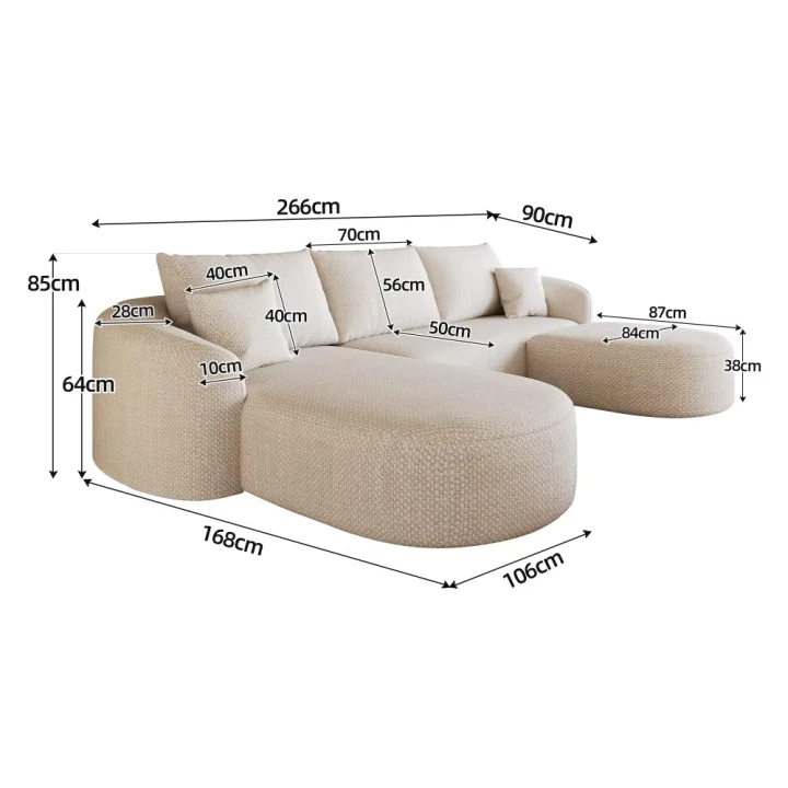 Duża Modułowa Kanapa Chmura Sofa bez montażu 266cm