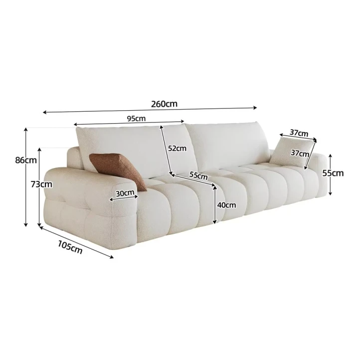 Sofa 260 cm bezszkieletowa modułowa – kompresyjna sofa z głębokim siedziskiem