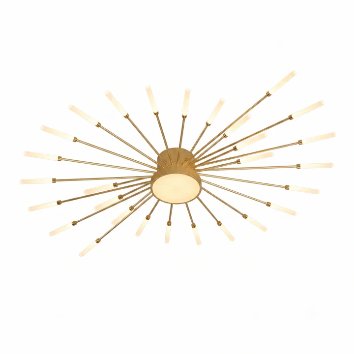 Lampa Sufitowa LED Złota Starry Night Gold Ultimate 105cm Luksusowy Żyrandol Glamour 28 Ramion Dmuchawiec