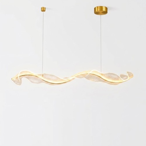 Lampa Wisząca LED Złota Wave Gold Line XXL 150cm Długa Liniowa Fala Nad Stół