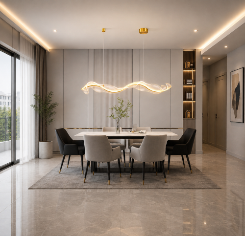 Lampa Wisząca LED Złota Wave Gold Line XXL 150cm Długa Liniowa Fala Nad Stół