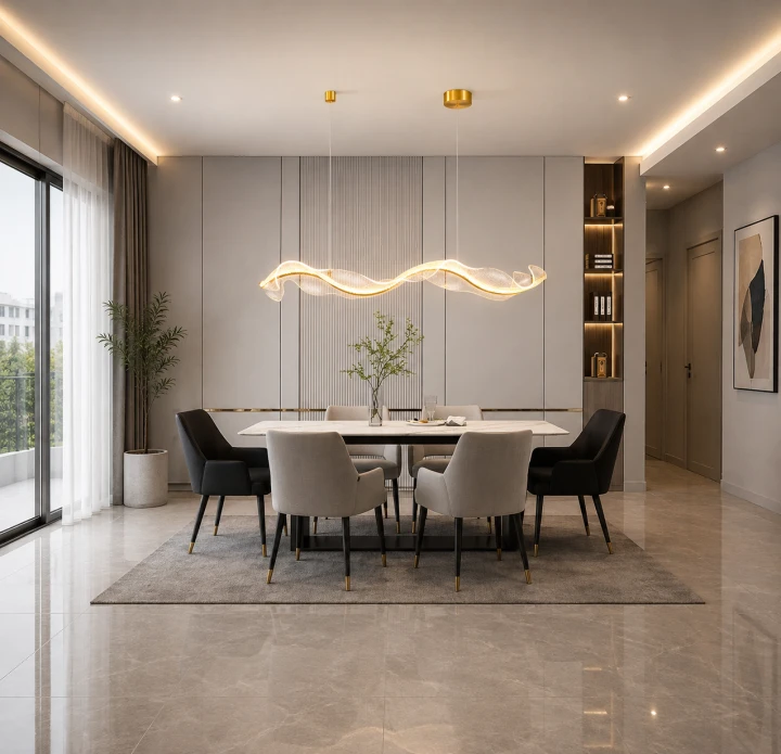 Lampa Wisząca LED Złota Wave Gold Line XXL 150cm Długa Liniowa Fala Nad Stół