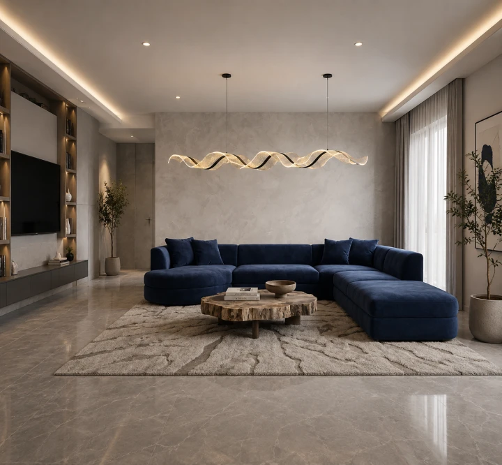 Lampa Wisząca LED Czarna Wave Black Line 100cm Liniowa Fala Nad Stół i Wyspę