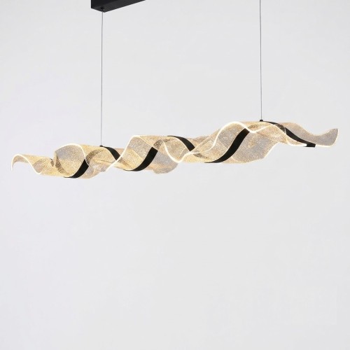 Lampa Wisząca LED Czarna Wave Black Line XXL 150cm Długa Liniowa Fala Nad Stół
