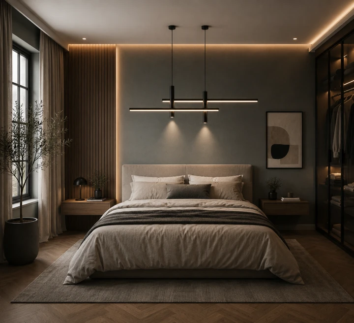Lampa Wisząca LED Czarna Crossline Art Grand 120cm Designerska Liniowa Nad Stół