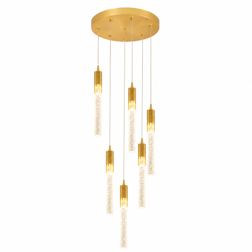 Lampa Wisząca LED Kryształowa Złota Nad Stół Do Salonu Kaskada Tuby CRYSTAL DROP