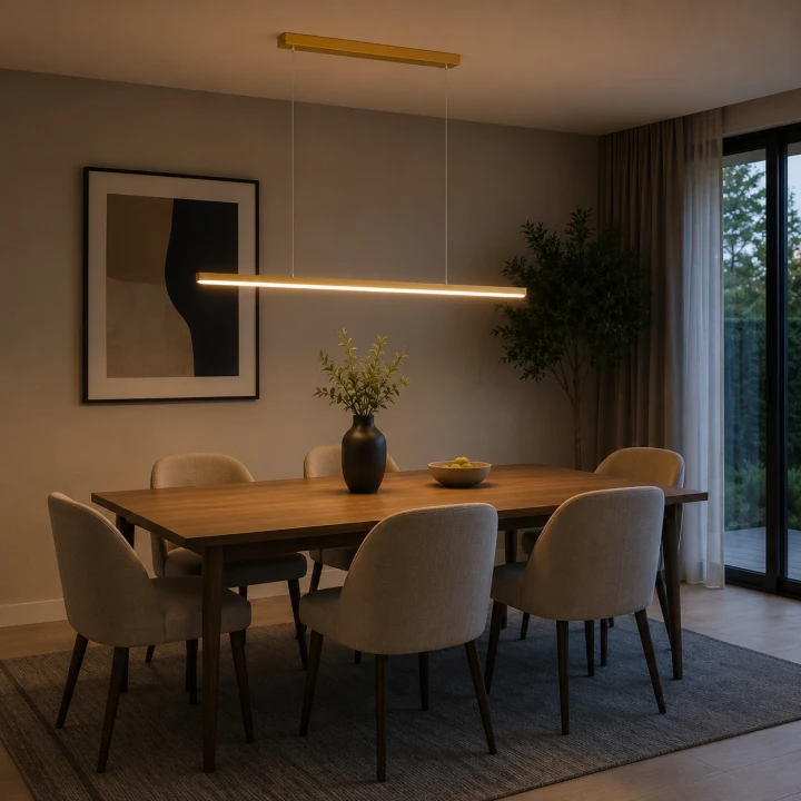 Lampa Wisząca LED Drewniana Natura Line 120cm Liniowa Nad Stół i Wyspę Japandi Boho