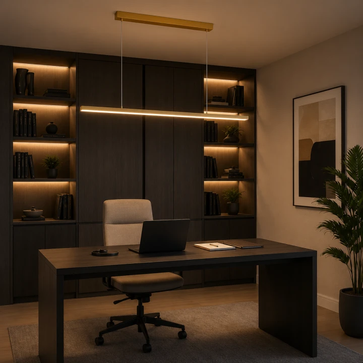 Lampa Wisząca LED Drewniana Natura Line 120cm Liniowa Nad Stół i Wyspę Japandi Boho