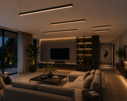 Lampa Sufitowa LED Czarna Linear Ceiling Slim 200cm Plafon Natynkowy Kinkiet