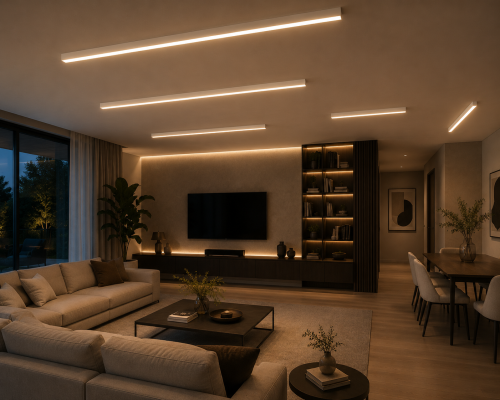 Lampa Sufitowa LED Biała Linear Ceiling Slim 200cm Plafon Natynkowy Kinkiet