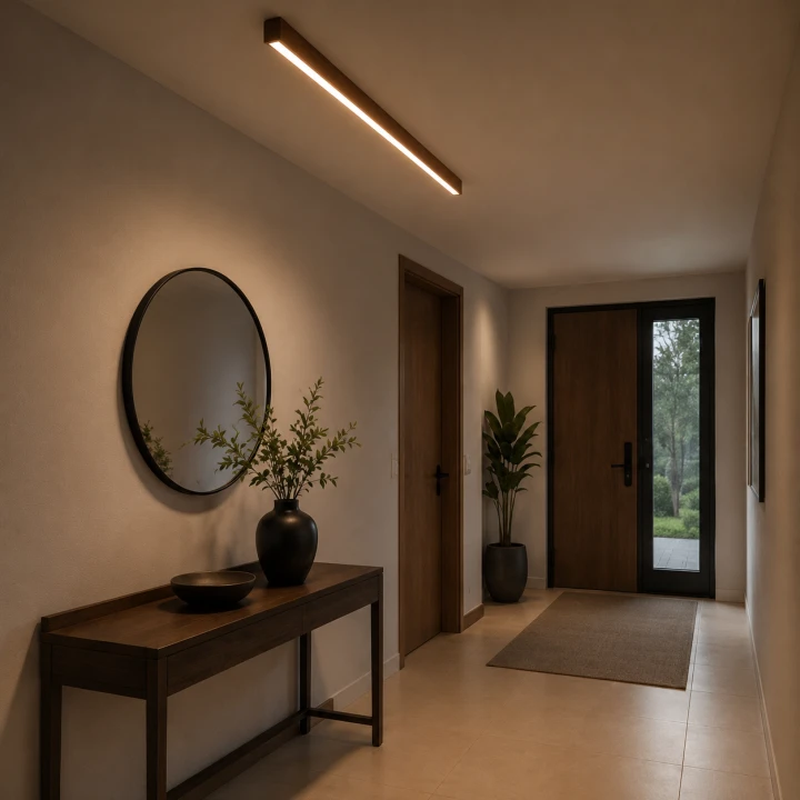 Lampa Sufitowa LED Drewniana Linear Ceiling Walnut 100cm Plafon Natynkowy Kinkiet Japandi Orzech