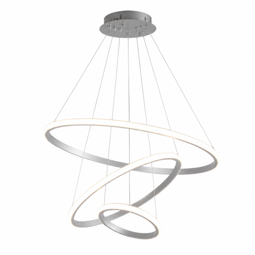 Lampa Wisząca LED Srebrna Triple Ring Silver Modern Żyrandol 3 Okręgi Glamour
