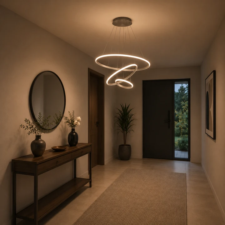 Lampa Wisząca LED Srebrna Triple Ring Silver Modern Żyrandol 3 Okręgi Glamour