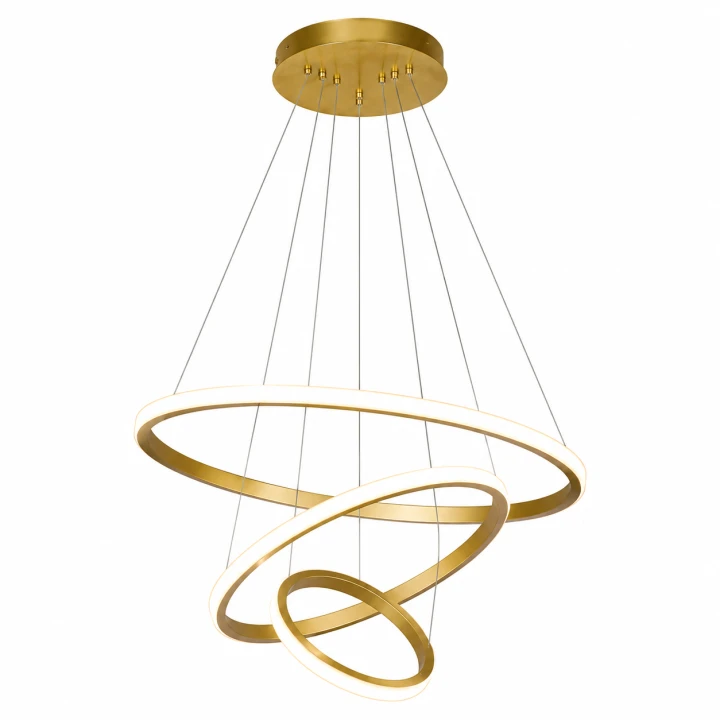 Lampa Wisząca LED Złota Triple Ring Gold Modern Żyrandol 3 Okręgi Glamour