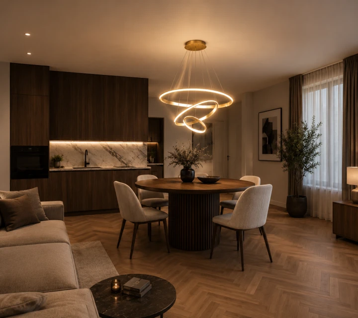 Lampa Wisząca LED Złota Triple Ring Gold Modern Żyrandol 3 Okręgi Glamour