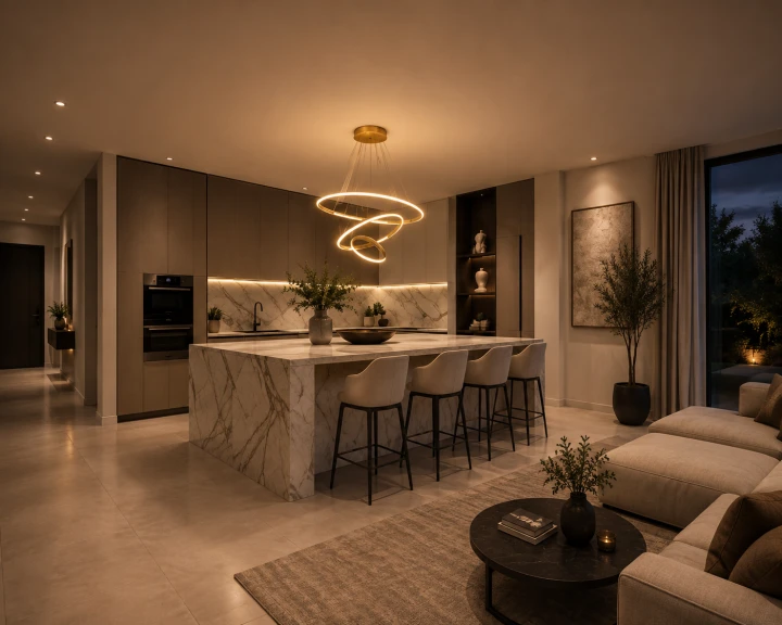 Lampa Wisząca LED Złota Triple Ring Gold Modern Żyrandol 3 Okręgi Glamour