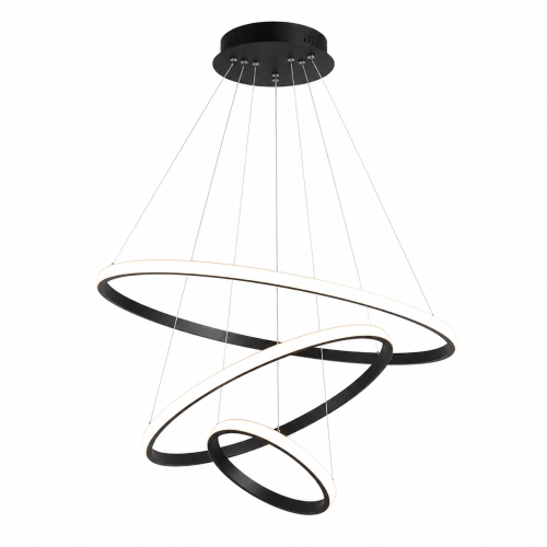 Lampa Wisząca LED Czarna Triple Ring Black Modern Żyrandol 3 Okręgi Glamour