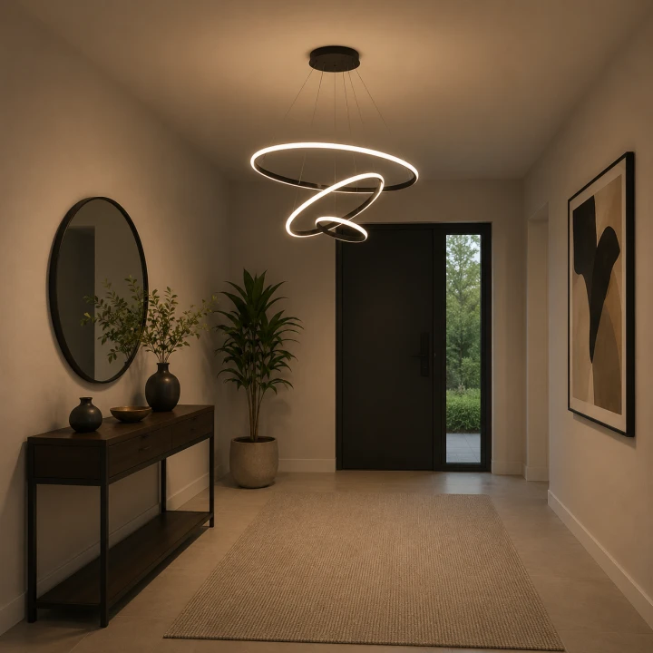 Lampa Wisząca LED Czarna Triple Ring Black Modern Żyrandol 3 Okręgi Glamour