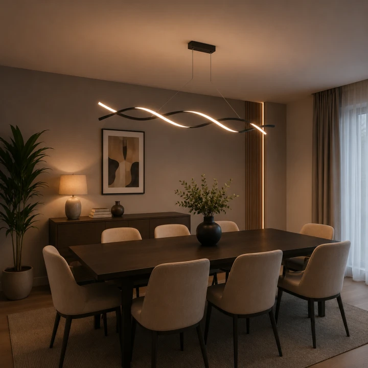 Czarna Lampa Wisząca LED Liniowa Fala 80 cm Modern Minimalist WAVE LINE
