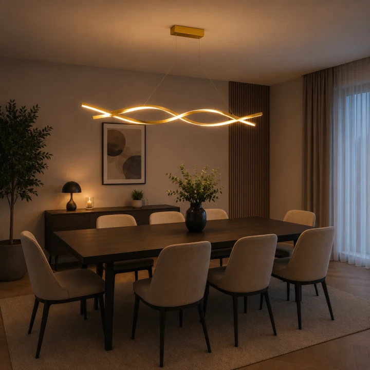 Złota Lampa Wisząca LED Liniowa Fala 80 cm Modern Minimalist WAVE LINE