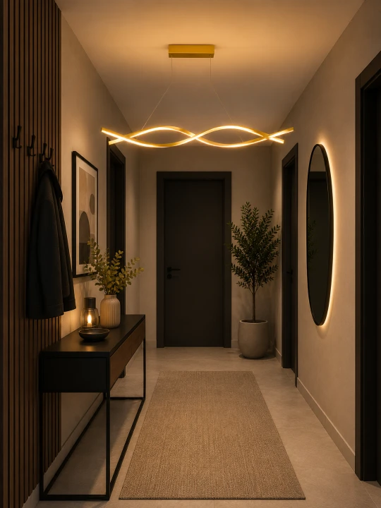 Złota Lampa Wisząca LED Liniowa Fala 120 cm Modern Minimalist WAVE LINE