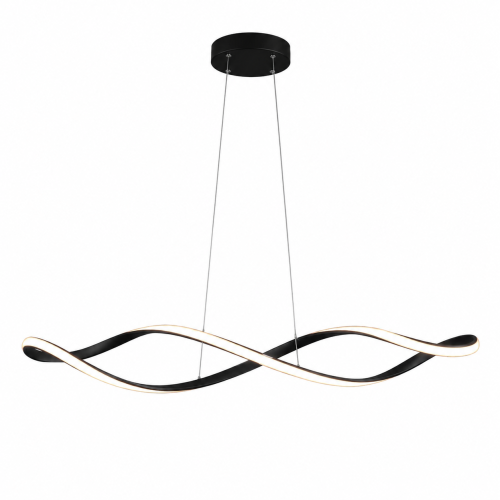 Lampa Wisząca LED Czarna Wave Twist 92cm Skręcona Fala 4500lm Nad Stół Modern Loft