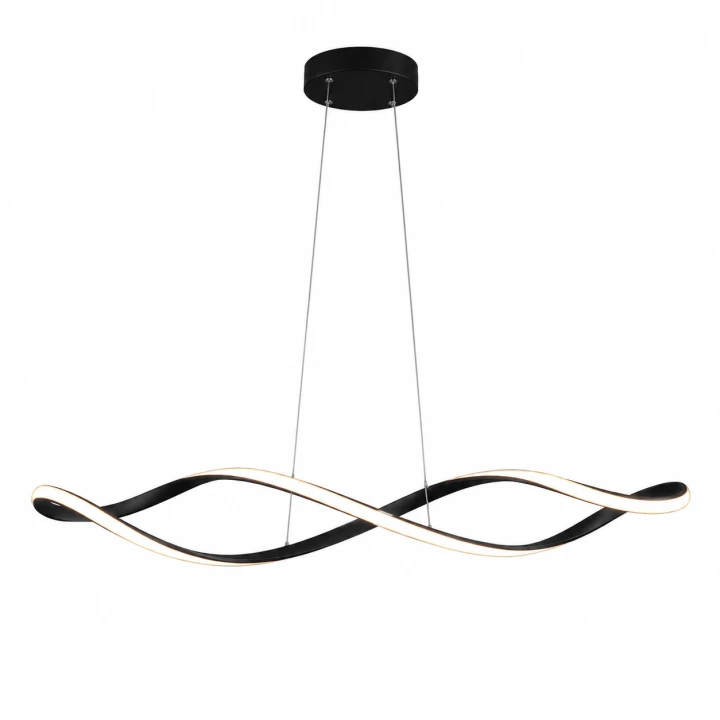 Lampa Wisząca LED Czarna Wave Twist 92cm Skręcona Fala 4500lm Nad Stół Modern Loft