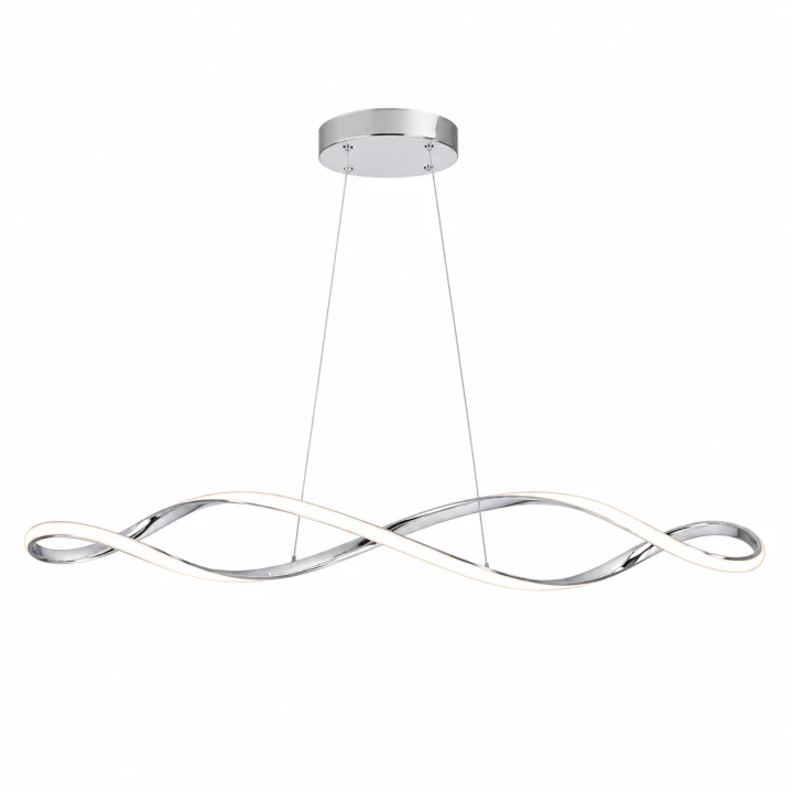 Lampa Wisząca LED Chromowa Wave Twist 92cm Skręcona Fala 4500lm Nad Stół Modern Loft