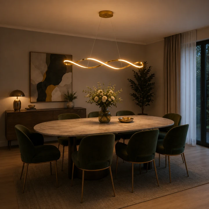 Lampa Wisząca LED Złota Wave Twist 92cm Skręcona Fala 4500lm Nad Stół Modern Loft