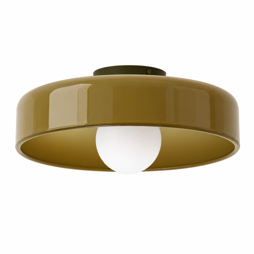 Plafon sufitowy szklany UFO Retro oliwkowy 35 CM