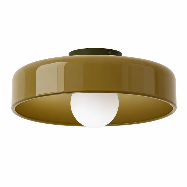 Plafon sufitowy szklany UFO Retro oliwkowy 35 CM