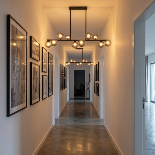 Lampa wisząca liniowa LED z przydymionymi kulami czarna