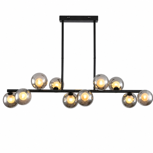 Lampa wisząca liniowa LED z przydymionymi kulami czarna