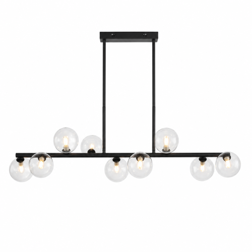 Lampa wisząca liniowa LED z przezroczystymi kulami czarna