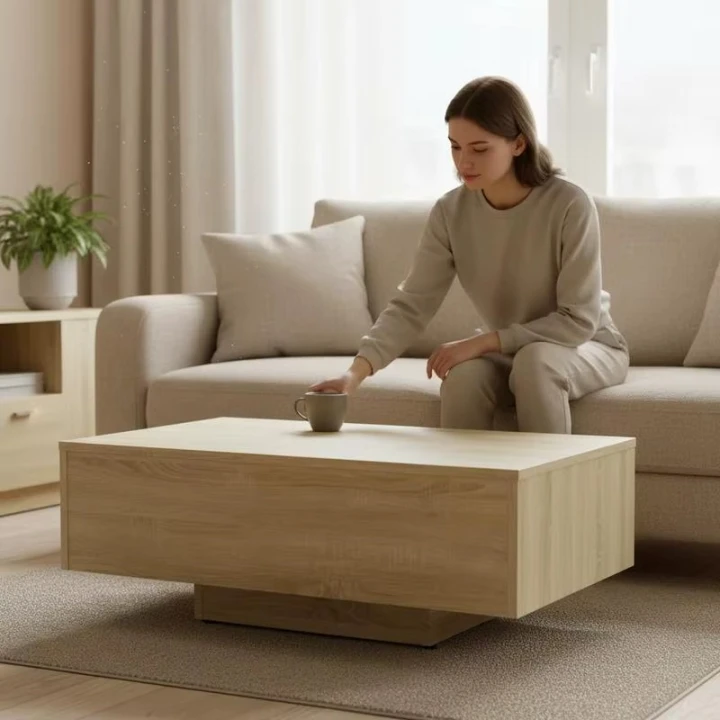 Nowoczesny stolik kawowy z półkami 85 × 55 × 31 cm – dąb sonoma
