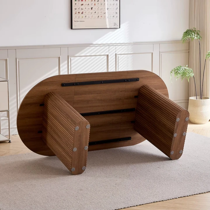 Nowoczesny owalny stół do jadalni 180 × 90 cm kolor orzechowy