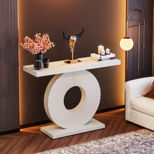 Nowoczesna Konsola Glamour z Okrągłą Podstawą Stolik do Przedpokoju
