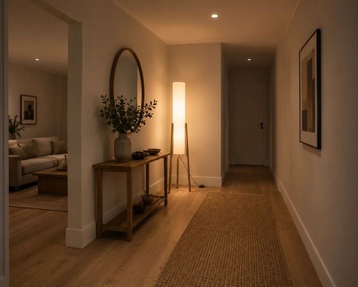 Lampa Stojąca Drewniany Trójnóg Podłogowa LED 3 Barwy Światła Włącznik Nożny 127cm