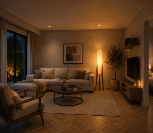 Lampa Podłogowa Drewniana Orzech Trójnóg LED 3 Barwy Światła Włącznik Nożny 127cm