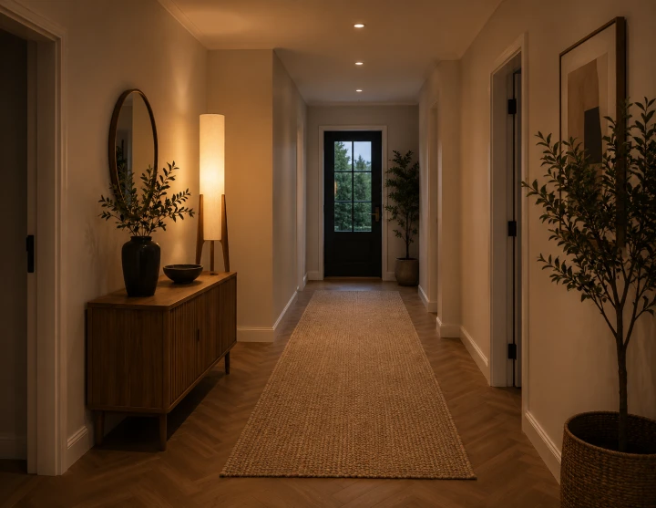 Lampa Podłogowa Drewniana Orzech Trójnóg LED 3 Barwy Światła Włącznik Nożny 127cm