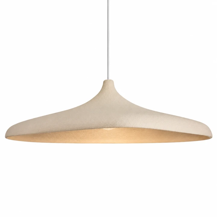 Lampa Wisząca Beżowy Nad Stół Wabi Sabi Japandi Fala Kapelusz