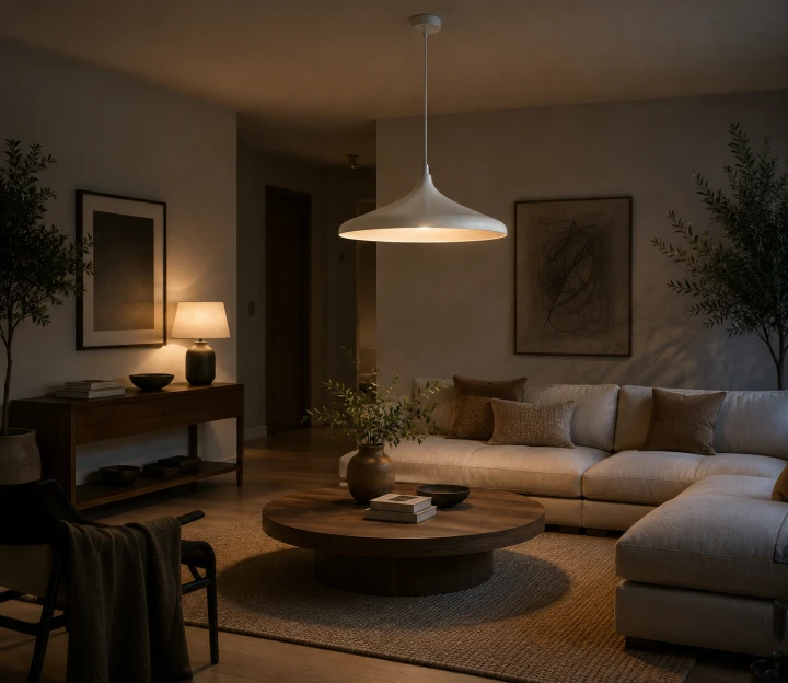 Lampa Wisząca Beżowy Nad Stół Wabi Sabi Japandi Fala Kapelusz