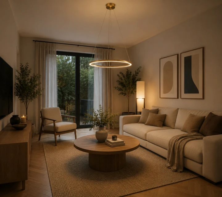 Nowoczesna Lampa Wisząca Złote Koło LED Ring Glamour